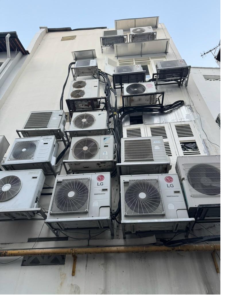 Wall of air conditioning units